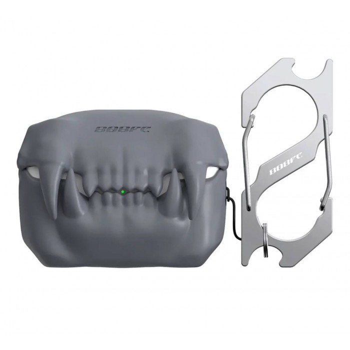 3D чохол силіконовий ЗУБИ ТИГРА з карабіном для  Airpods Pro 2 Графіт